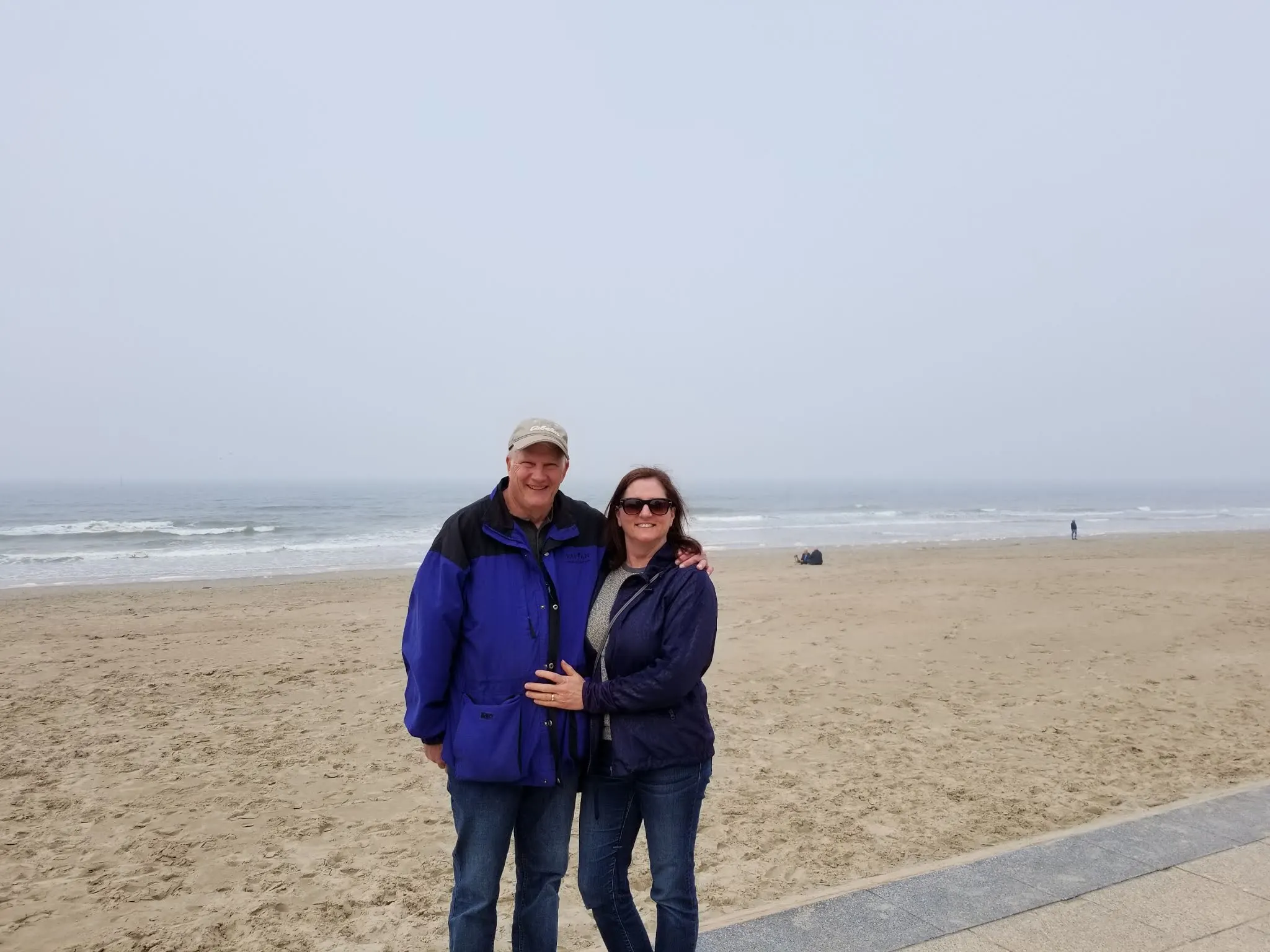 Storming the beaches of Dunkirk! Kim and Ilene....