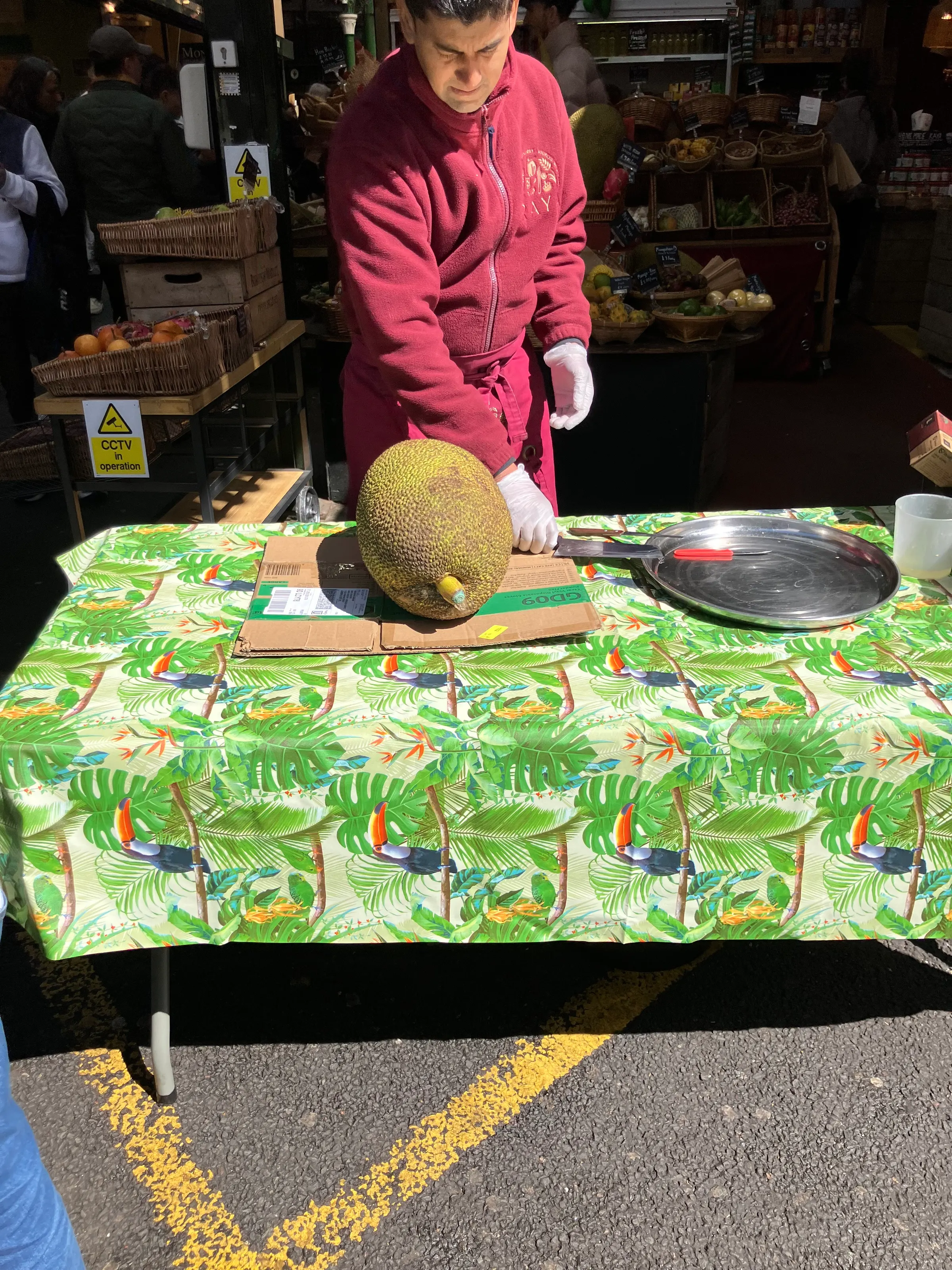That’s a dragon fruit I think. Odd looking thing. He cut it open for us to see inside. This was taken at Boroughs market. We love going there. It’s amazing.