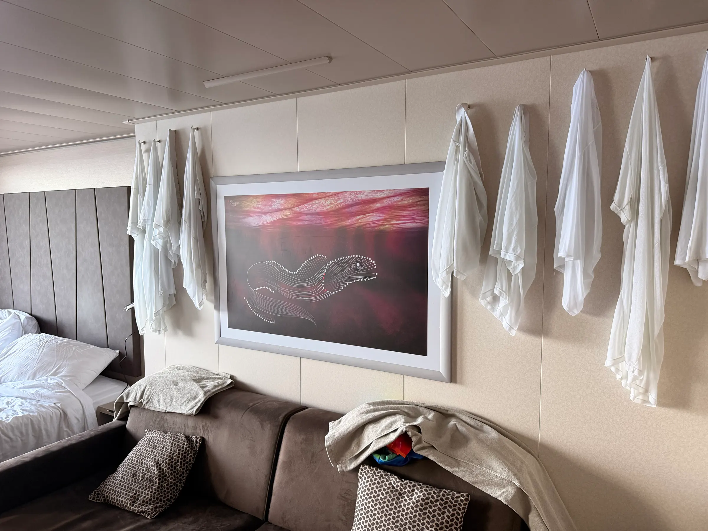 It was wash day in the flat. We’ve had things hanging all over this place drying. It works quite well actually.