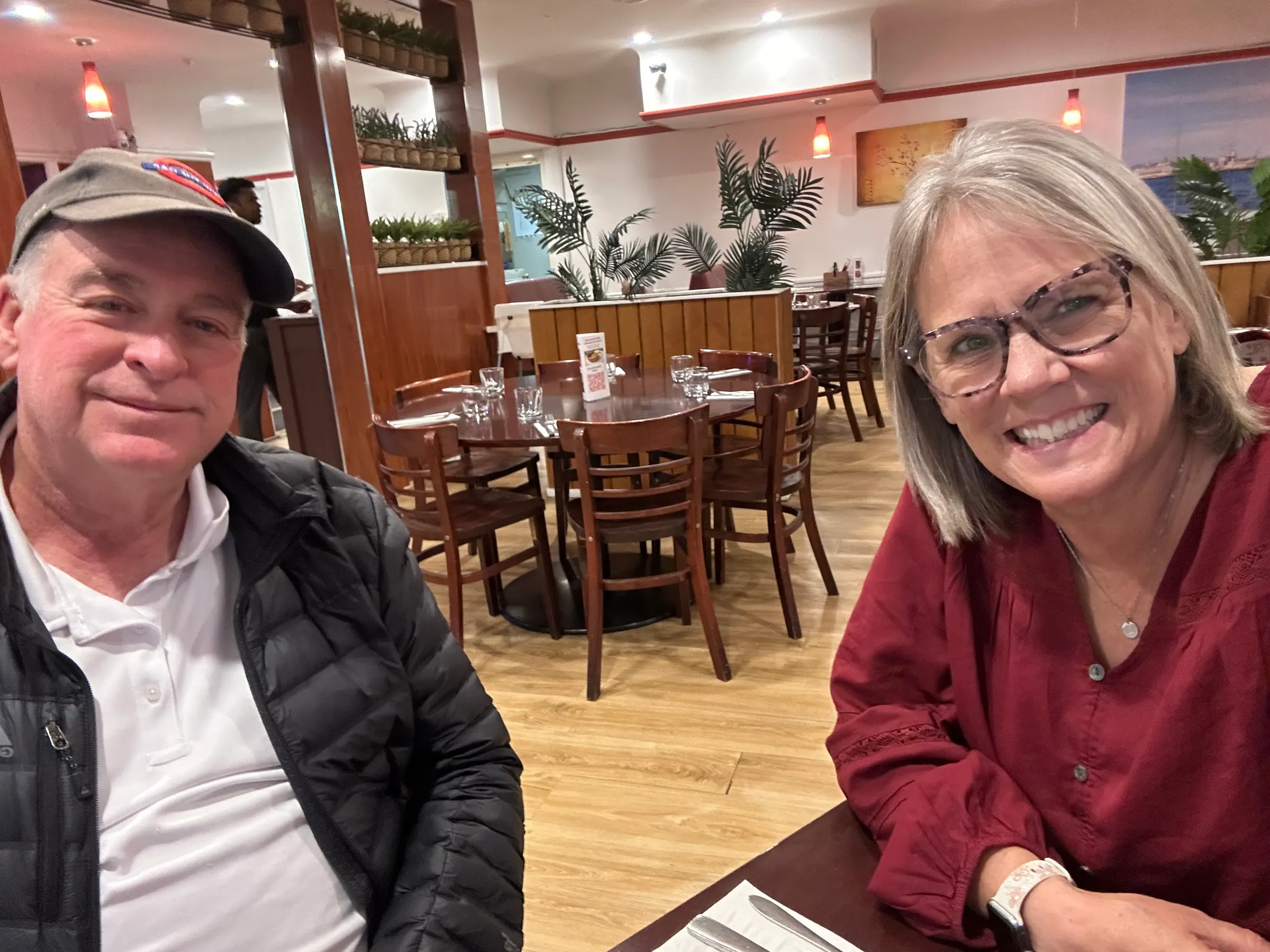 Having some dinner in an eatery close to our motel…