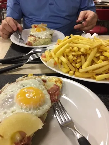 Our dinner! Healthy, huh!?!? Look at that mountain of fries. Half of it is cut off in the picture. And you can see the potato salad (Russian Salad) tucked under the French fries. We did not even dent the fries....left them for some poor person...I hope!
