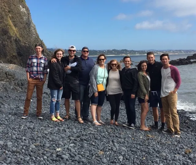 Down on the beach with the whole crew....