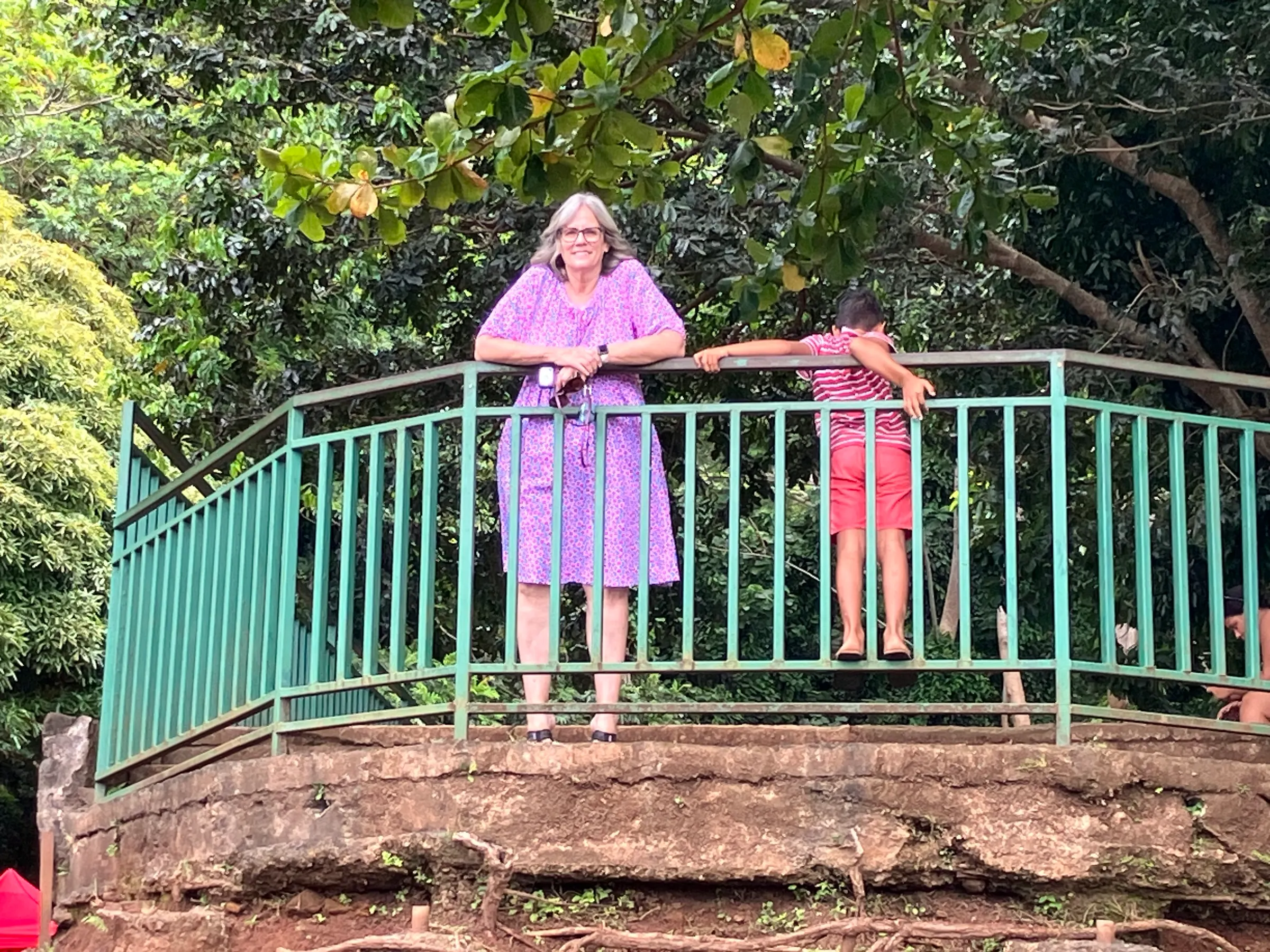 This was a lookout at Belvedere. The little guy to Denise’s left was giving us his best shot!
