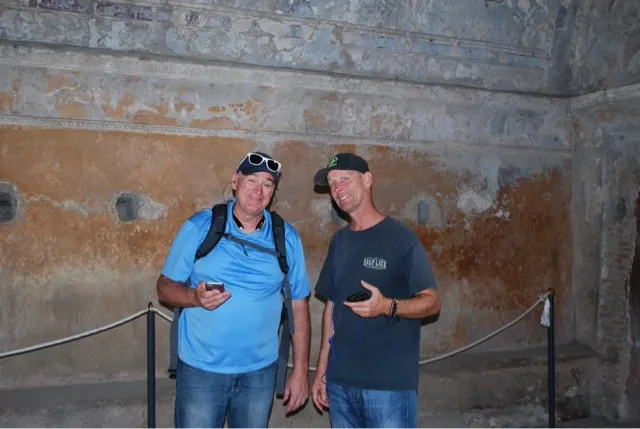 Two guys enjoying the audio tour....