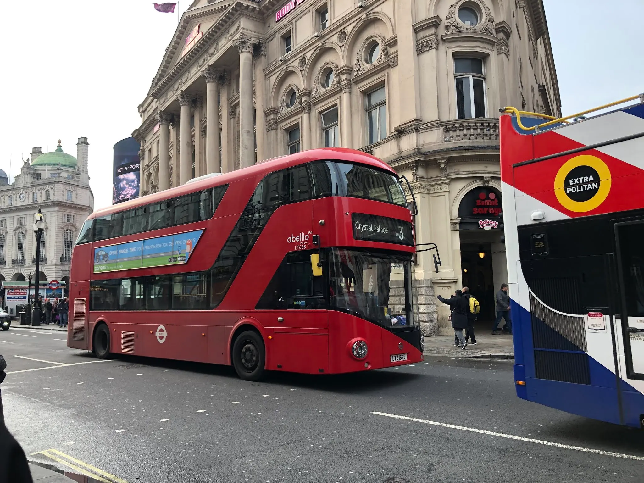 Doubldecker buses everywhere.