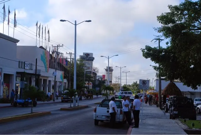 Main road at International Pier in Cozumel....