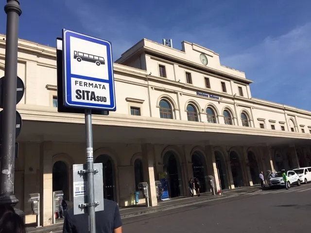 Salerno train station. SITA is the bus we are waiting for to head into the Amalfi Coast area (Atrani is where our BNB is.).