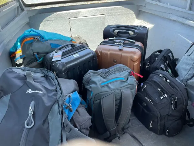 Our bags all loaded on to the small boat that Joel used to transport us to the Puno boat launch.