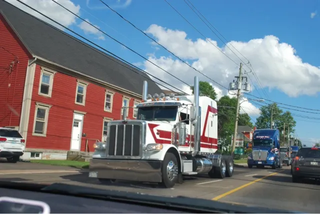 Semi Truck Parade as we come into Charlotte Town...