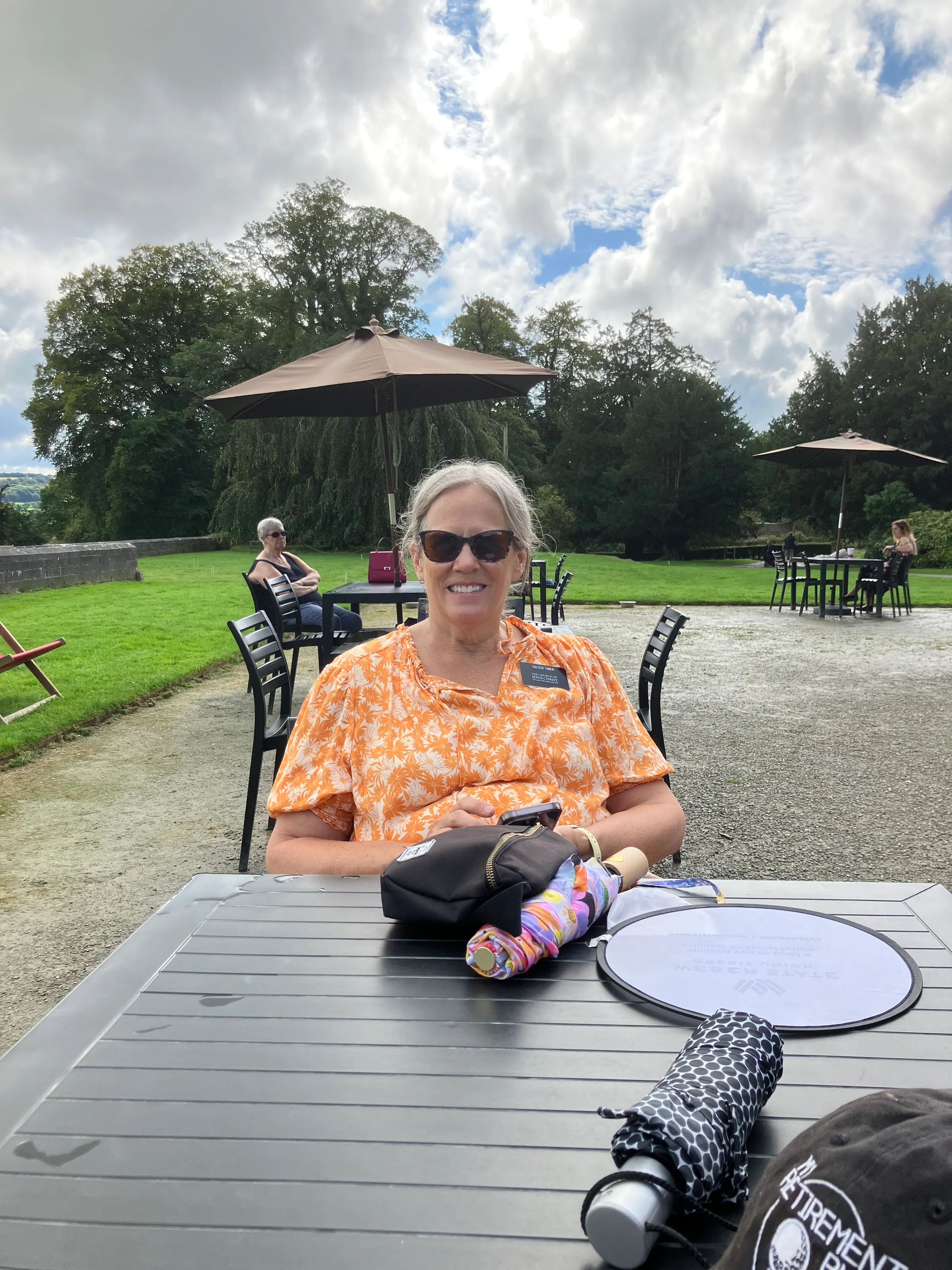 Sitting in the courtyard relaxing. Every National Trust site tends to have a coffee shop to raise money. This house was no different.