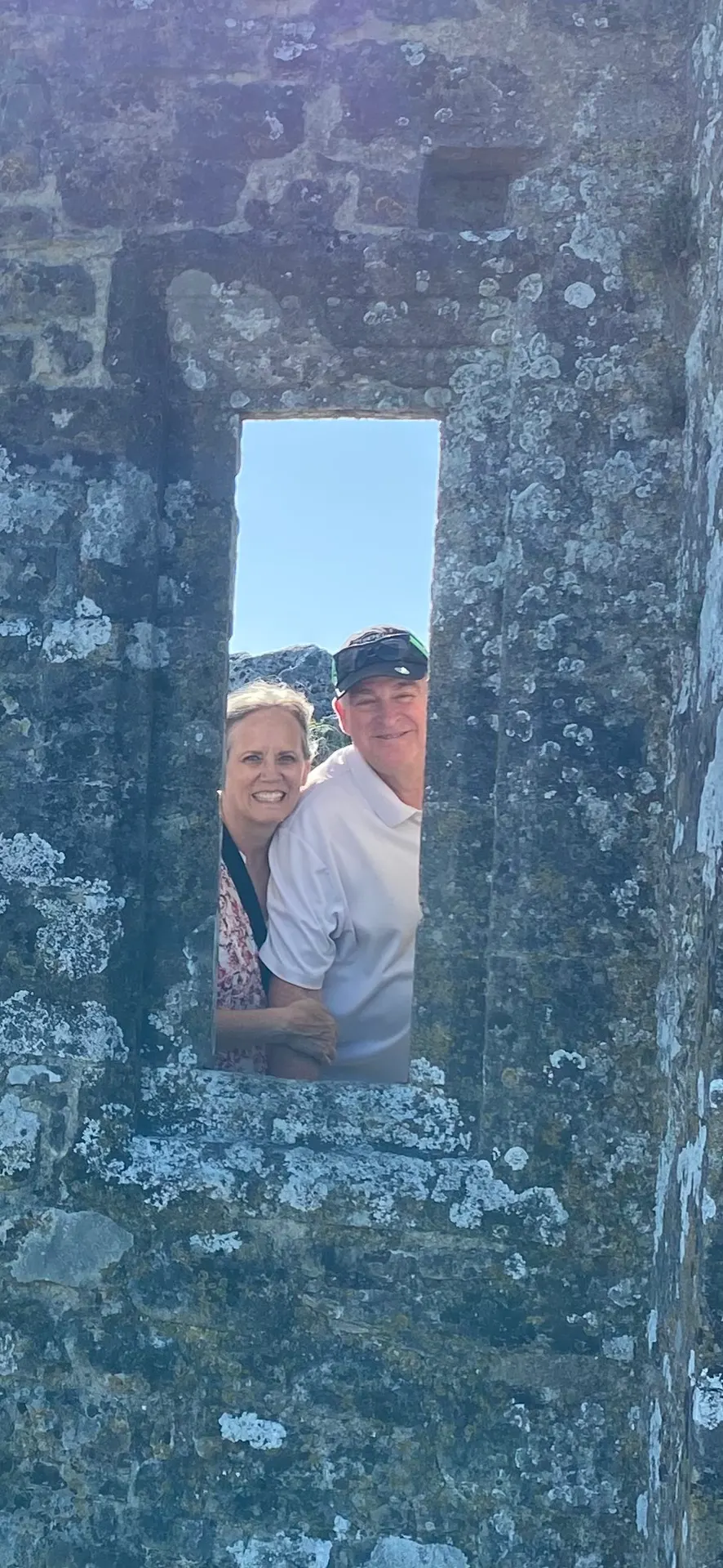 Nice portrait looking through a Corfe Castle opening.