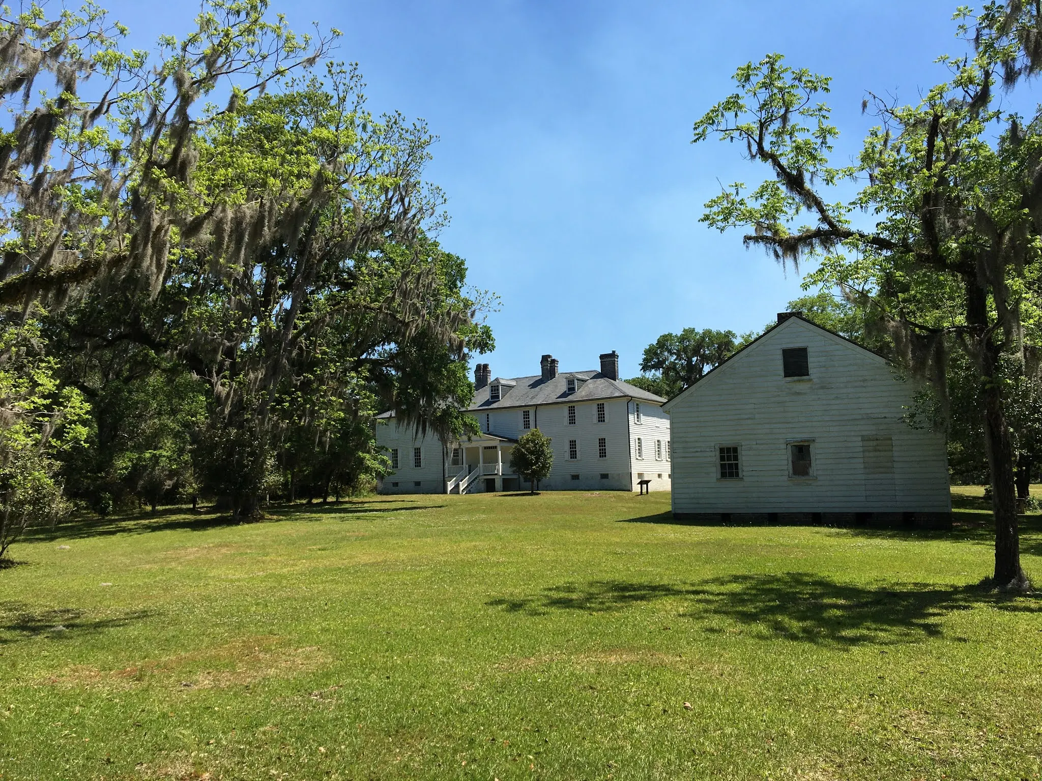 The back of the mansion on the plantation....