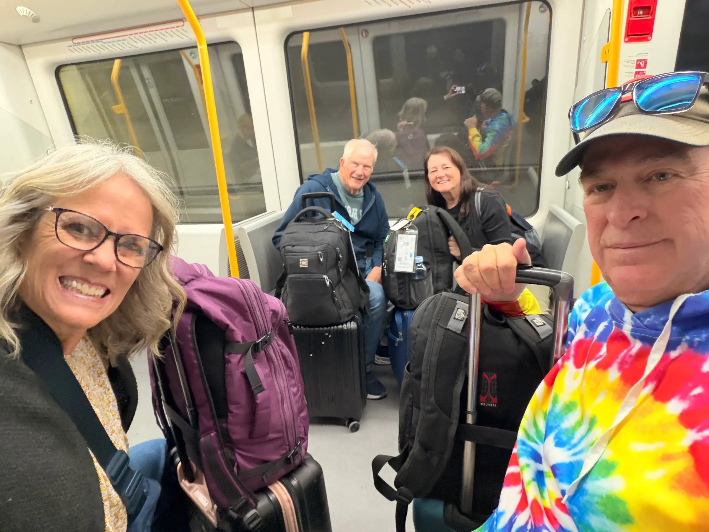 Part of our journey on the metro system with bags in tow!