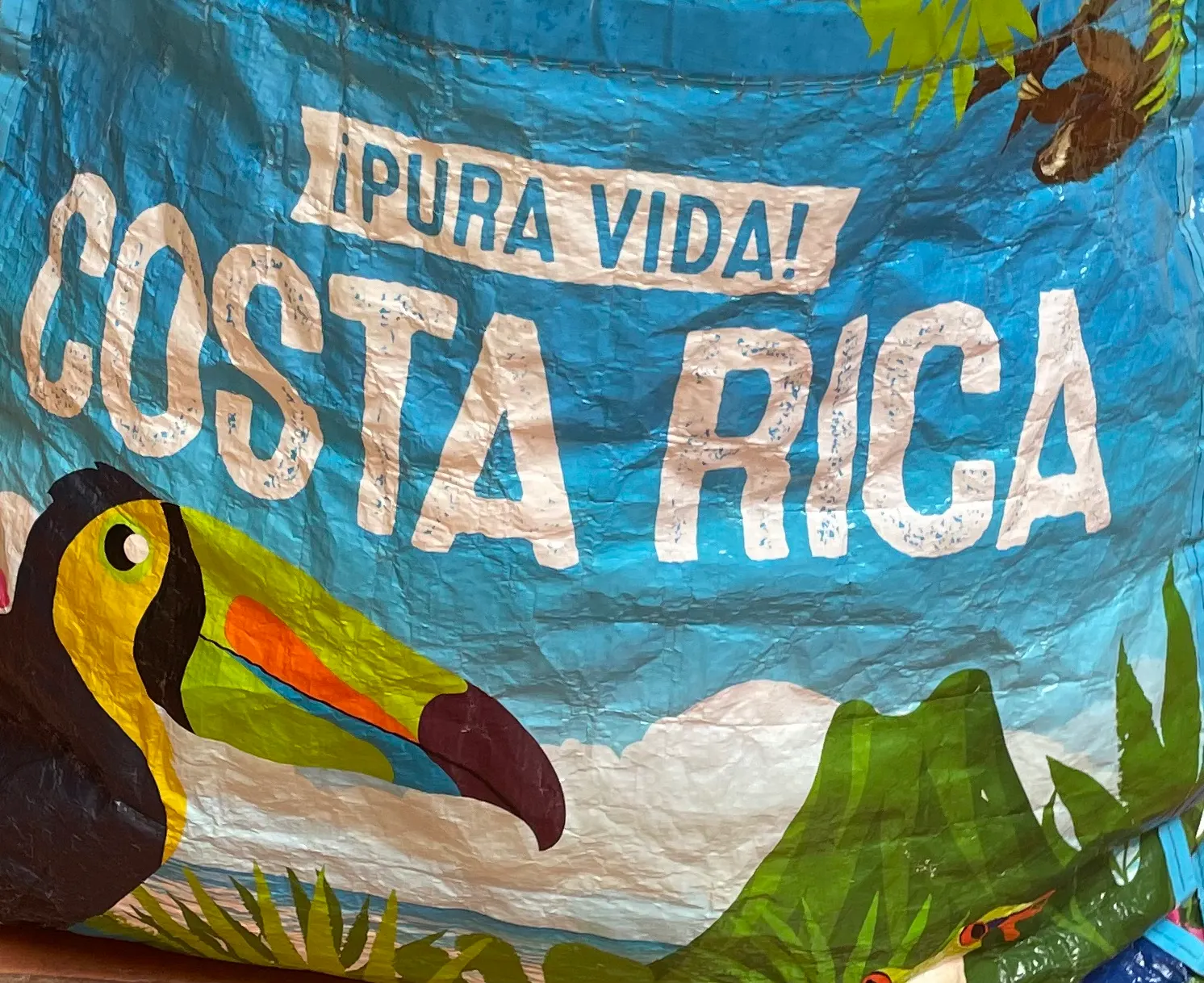 To say ‘Welcome’ or ‘Thank You’….they say ‘Pura Vida’ here. Denise got this picture to remind us of that fact and for here to remember the words Pura Vida. She’s practicing her Spanish much here.