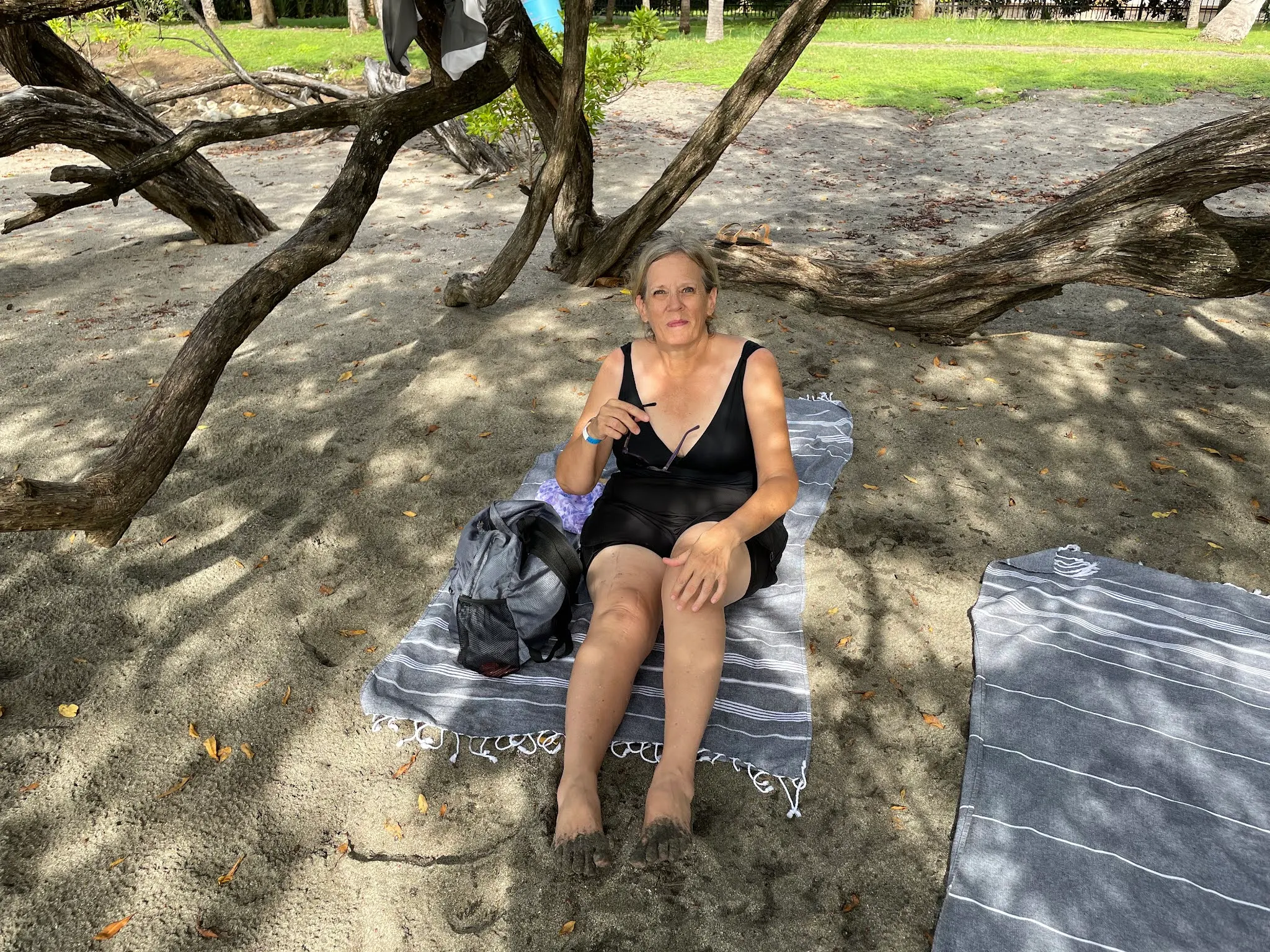 Camping out on the beach under a shade tree. We are starting to feel the effects of daily intense sun. We’re trying to be careful not to get burned…to bad.