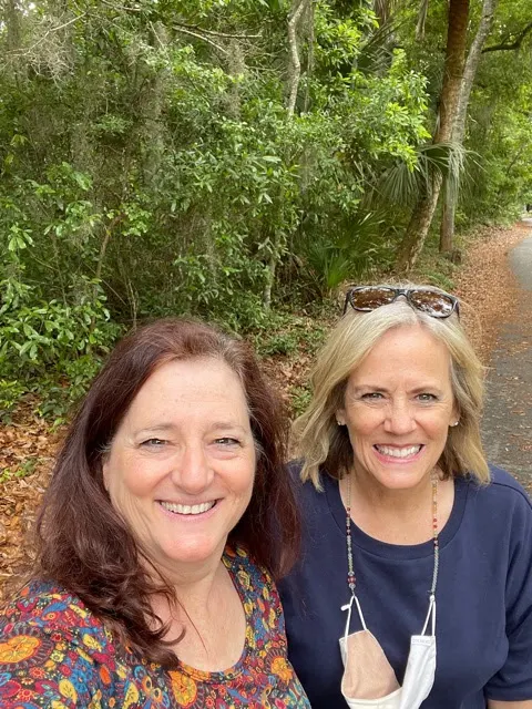 Denise and Ilene outside our condo....