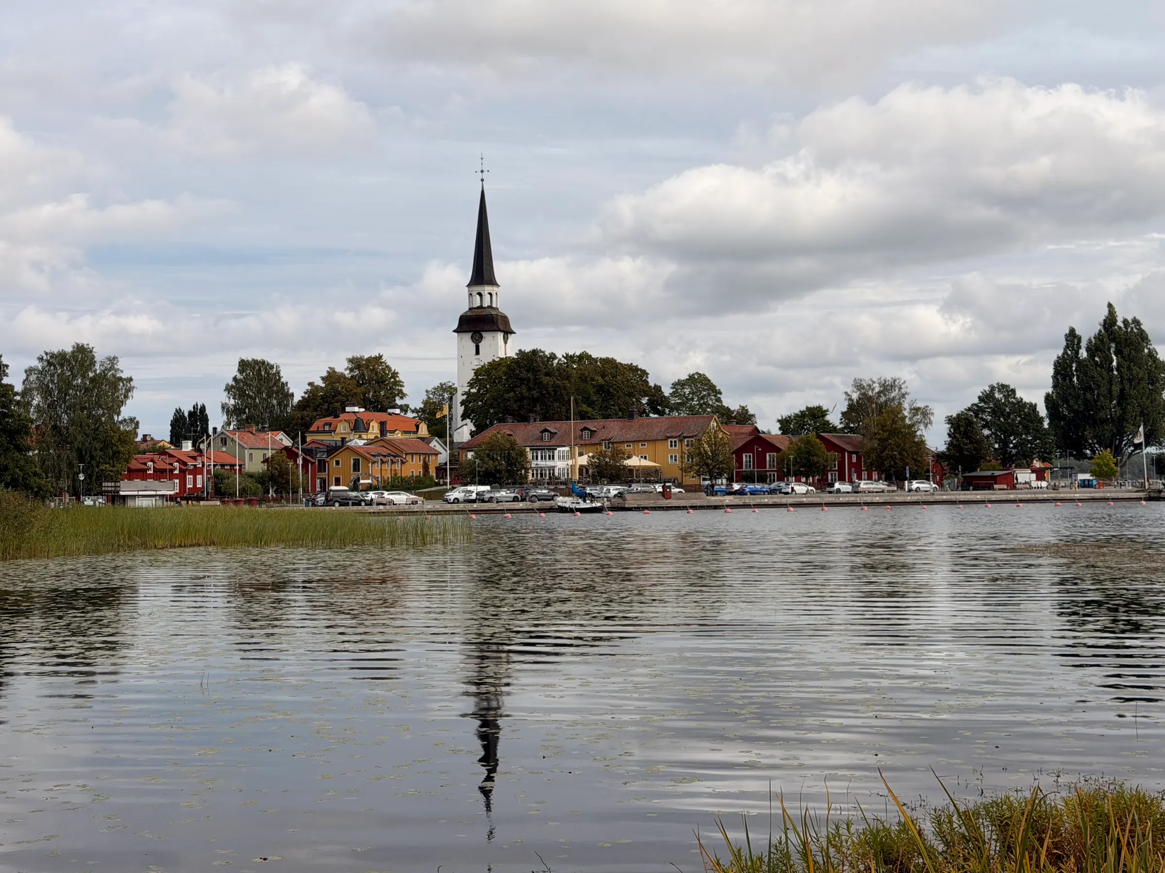 This is looking across the water from Gripsholm Castle into Mariefred and town center there.