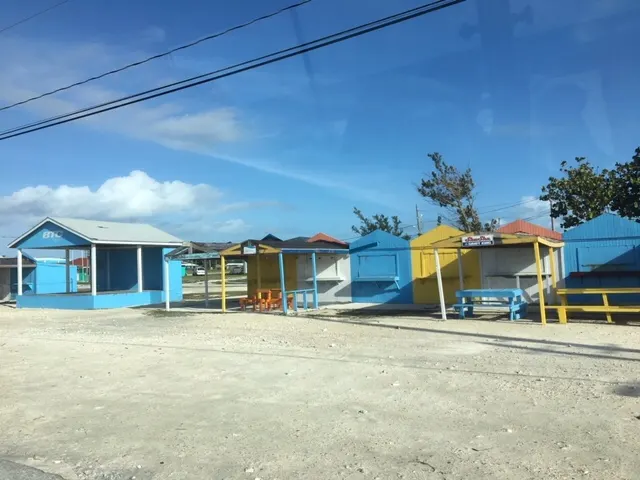 Some colorful shops for selling stuff. We must be in the slow time...not a single one open.