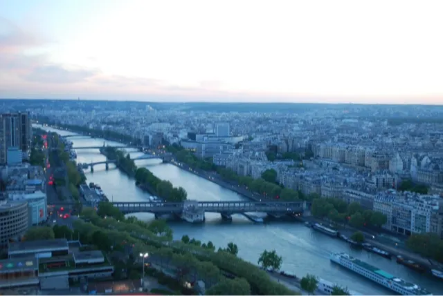 Seine River from the Eiffel Tower mid-platform...