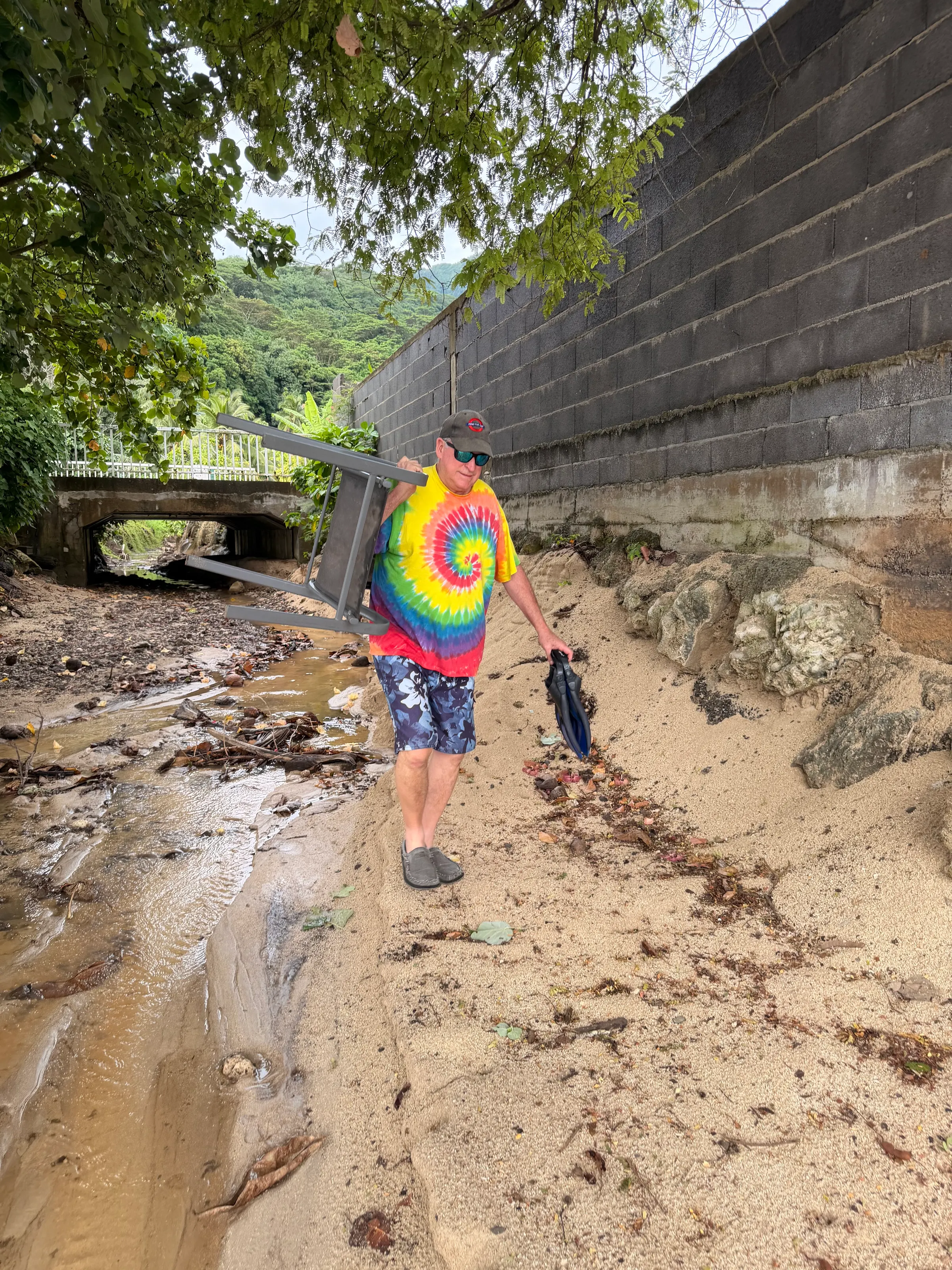 From the bridge where we hiked down, we entered this runoff area to walk to the beach.
