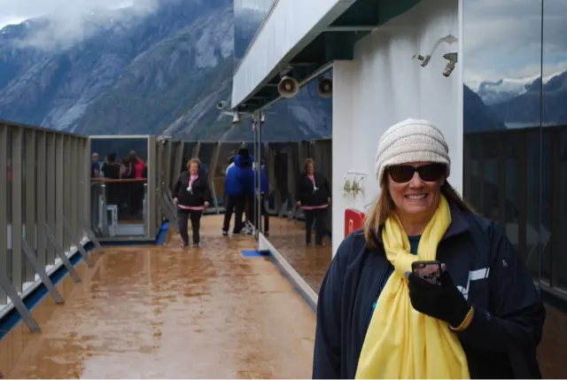 My beautiful wife handling the rainy weather...