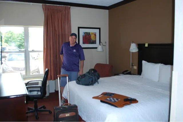 Our hotel room is nice. We are tired again. How many more days are we doing this?? Our flight we hoped to get on to Atlanta in the morning is now oversold. It had 8 seats this morning. We will have to figure out another one. Then we will find what we want to do in Atlanta and Montgomery.