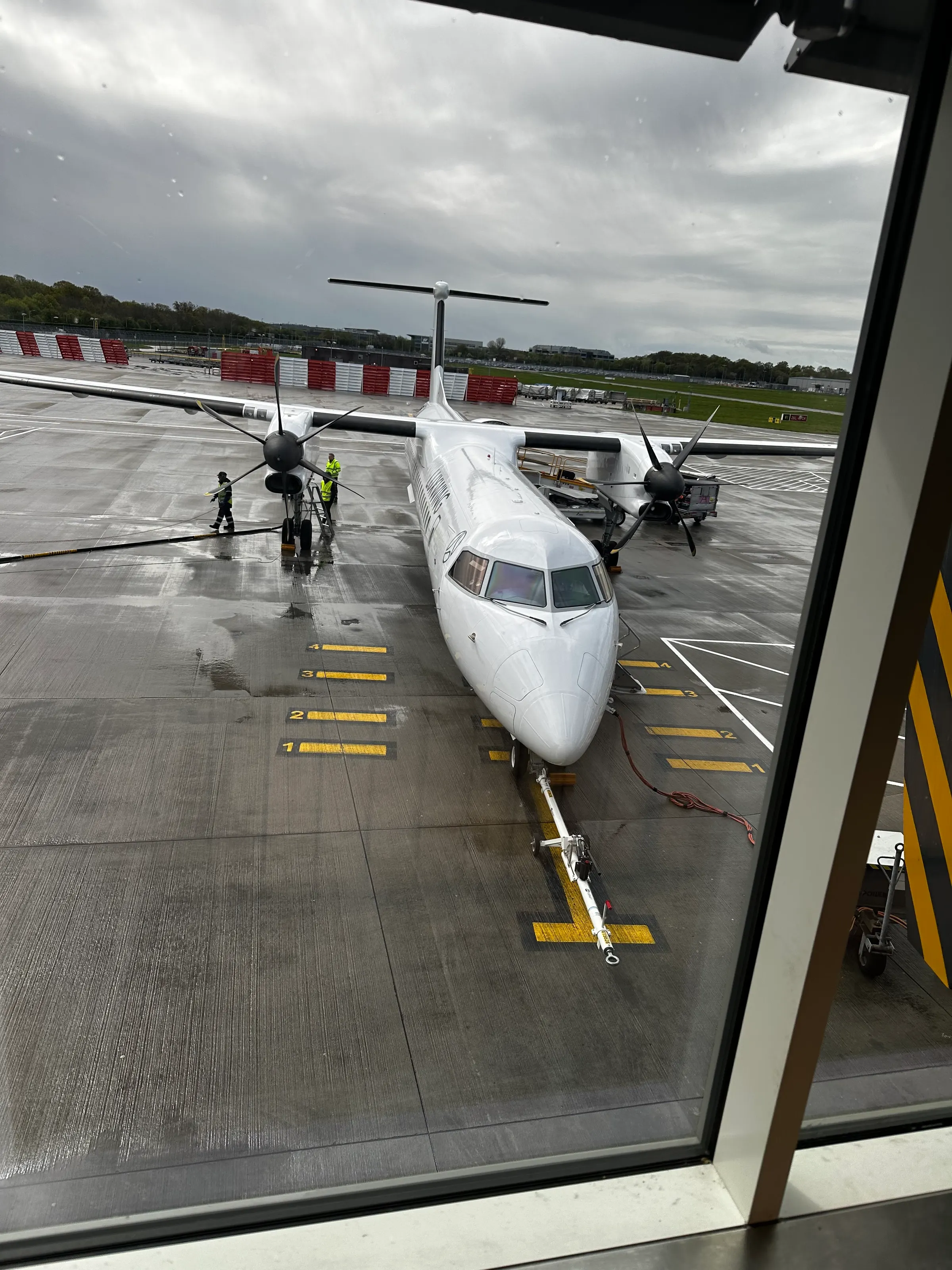 The turbo prop plane that got us here safely. We were in Gatwick when taking this picture.