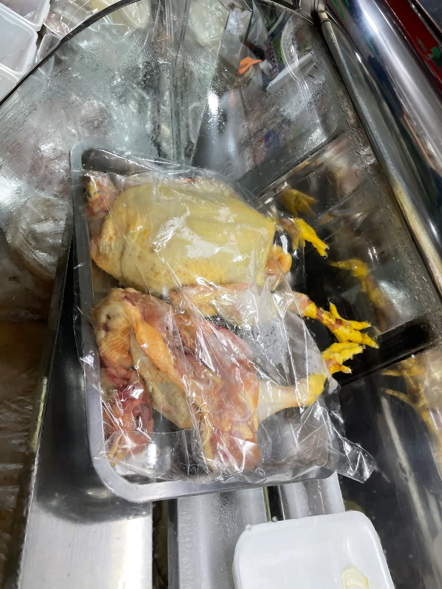 I believe these are chickens for sale…and nothing goes wasted.