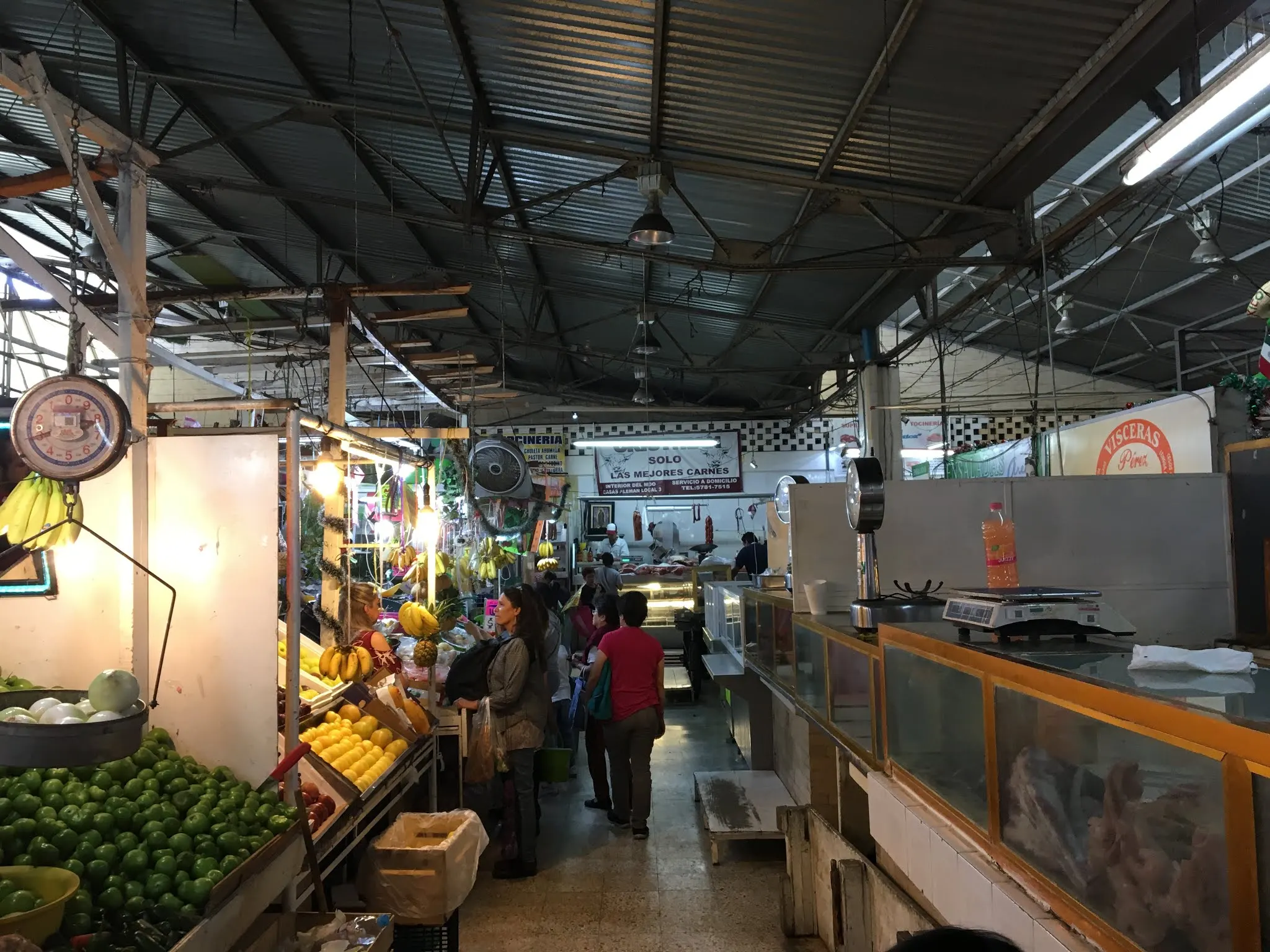 Inside the big market. Some pretty gross meat things in there. Strange smells and so on. We did not stay inside much as we found a restaurant that we wanted outside on the street.