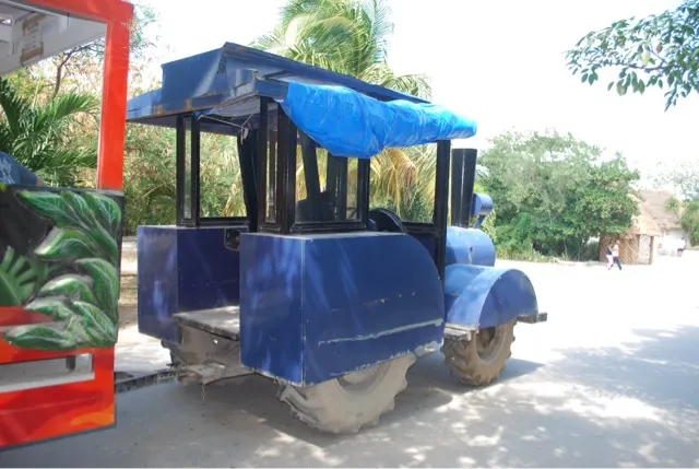 A life saver for Denise as the walk to and from our car from the Tulum entrance was far. But fortunately, for $1, you could ride their 'train'...a make shift tractor pulling a trailer.