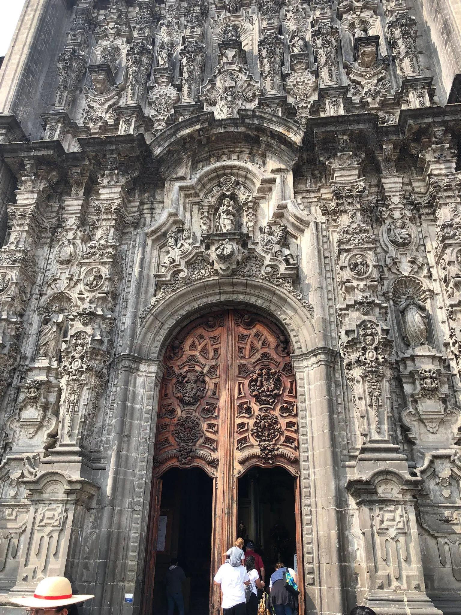 The outside walls of the old Cathedral in downtown Mexico City.....