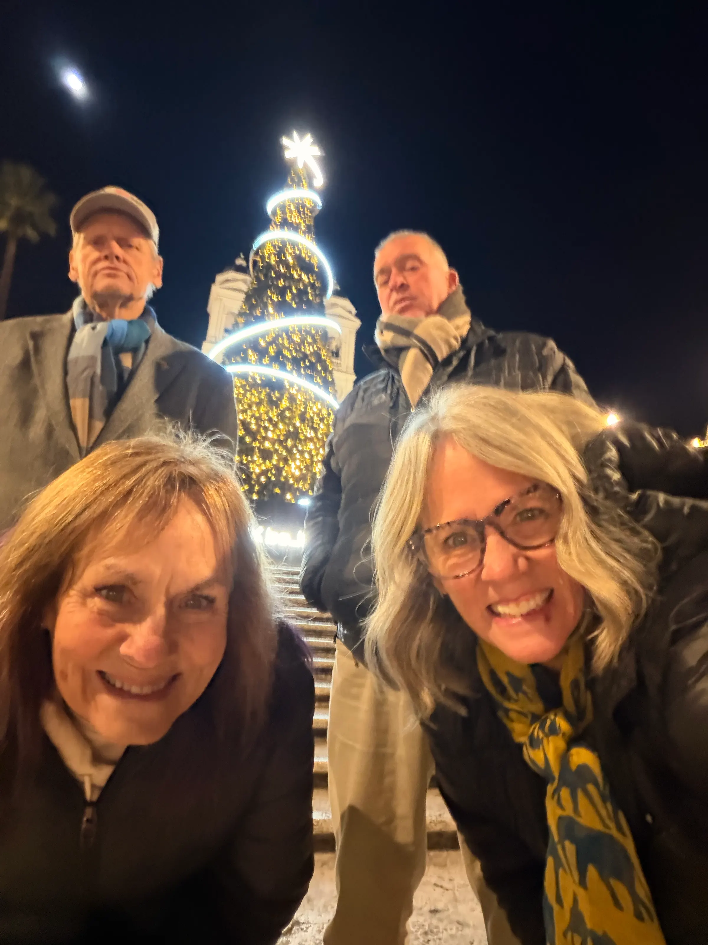 A Christmas tree half way up the Spanish Steps.