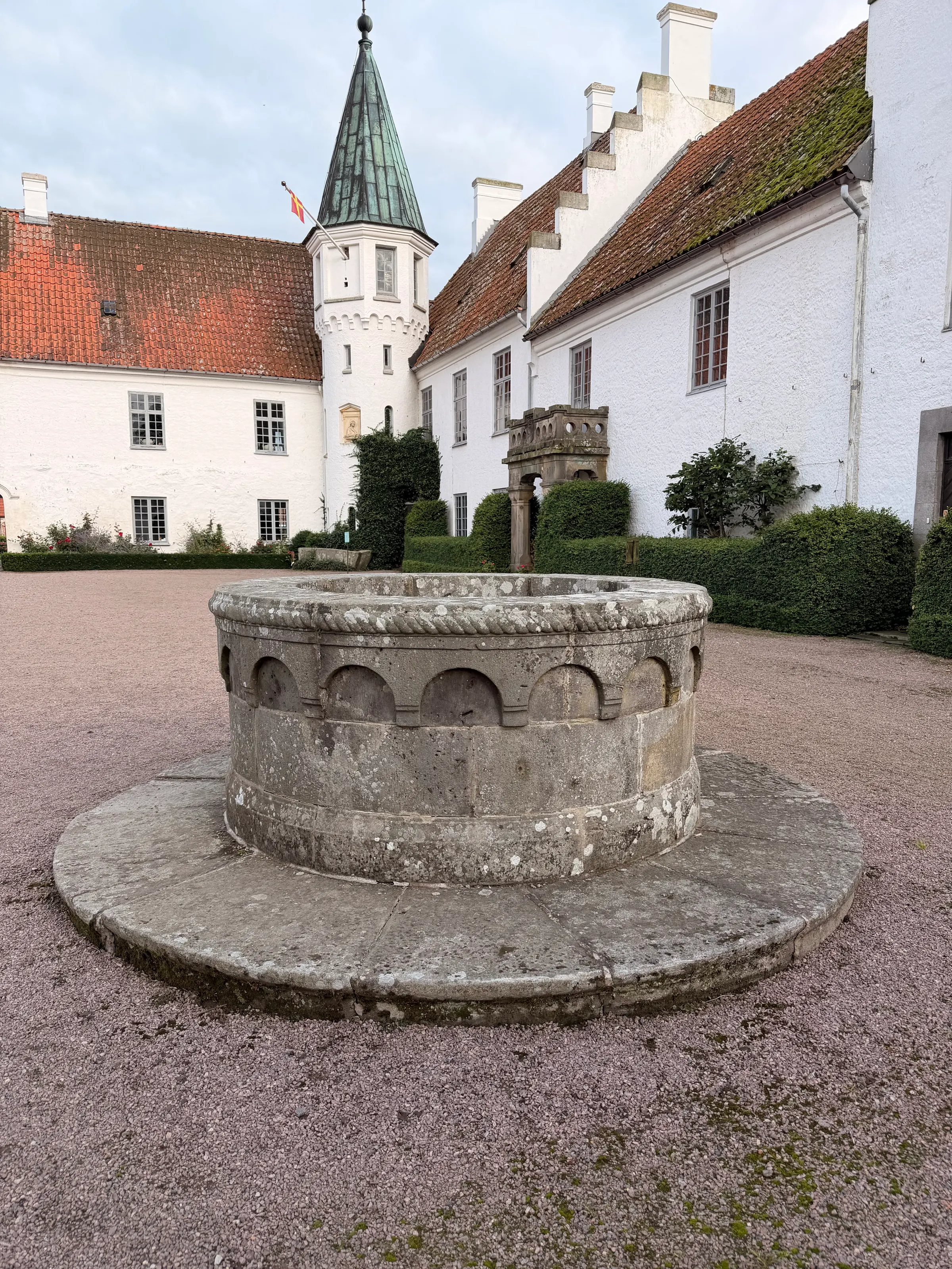 This is a picture of the courtyard in the Bosjokloster castle. Our windows look out over this.