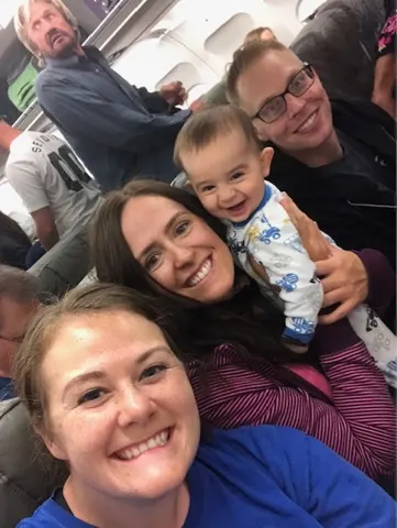 Our wonderful kids in route...look at that happy baby.