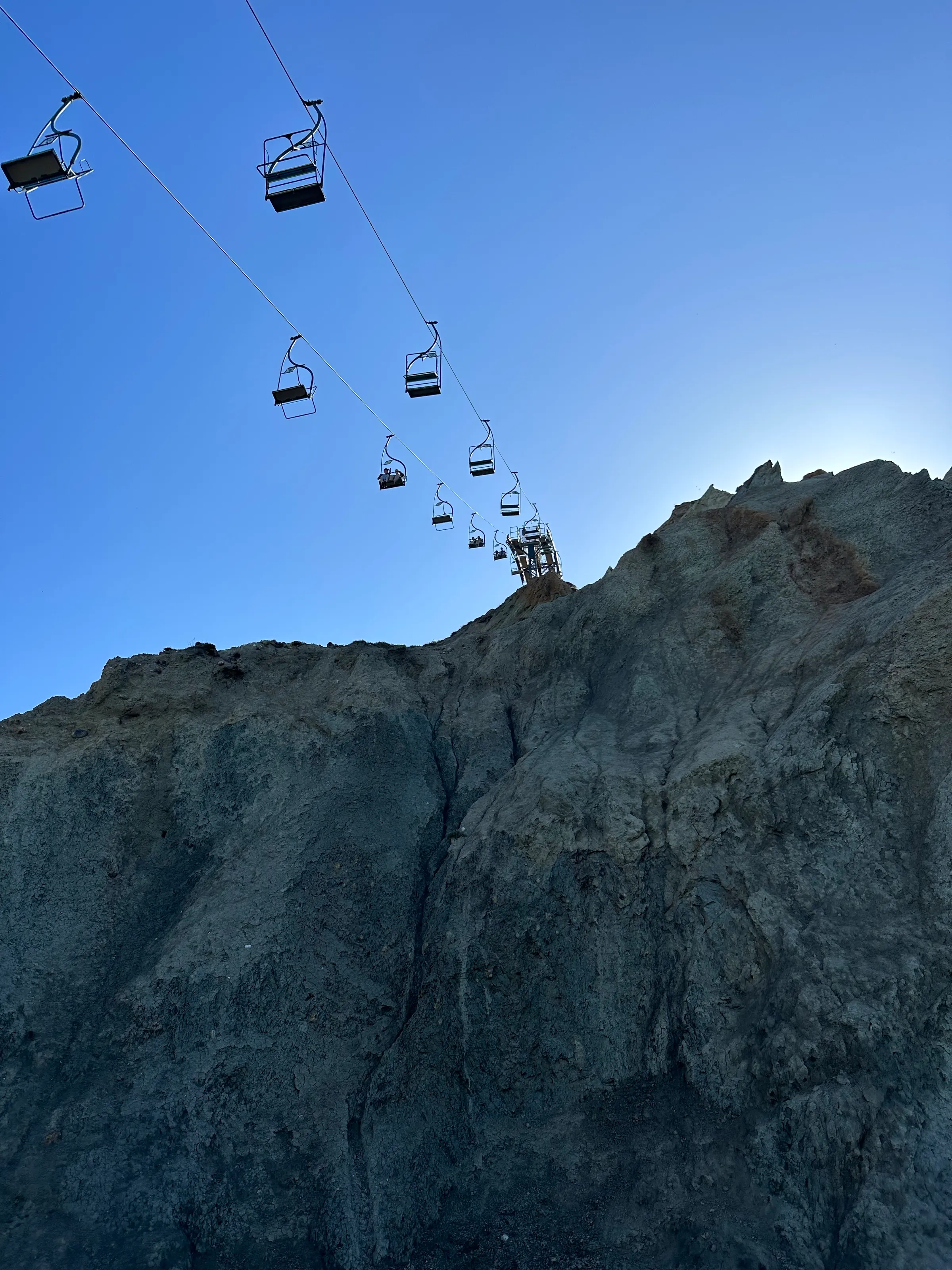 Looking up from the beach at the chair lift.