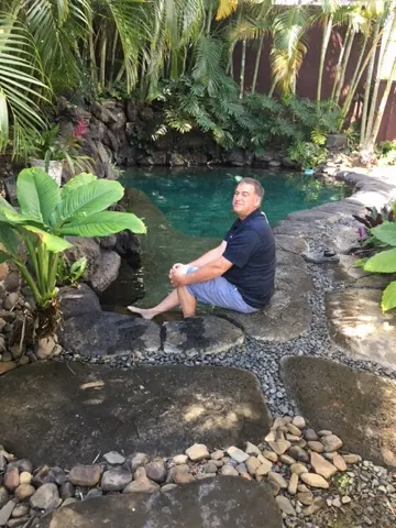 The pool and me...watching conference on IPAD.....
