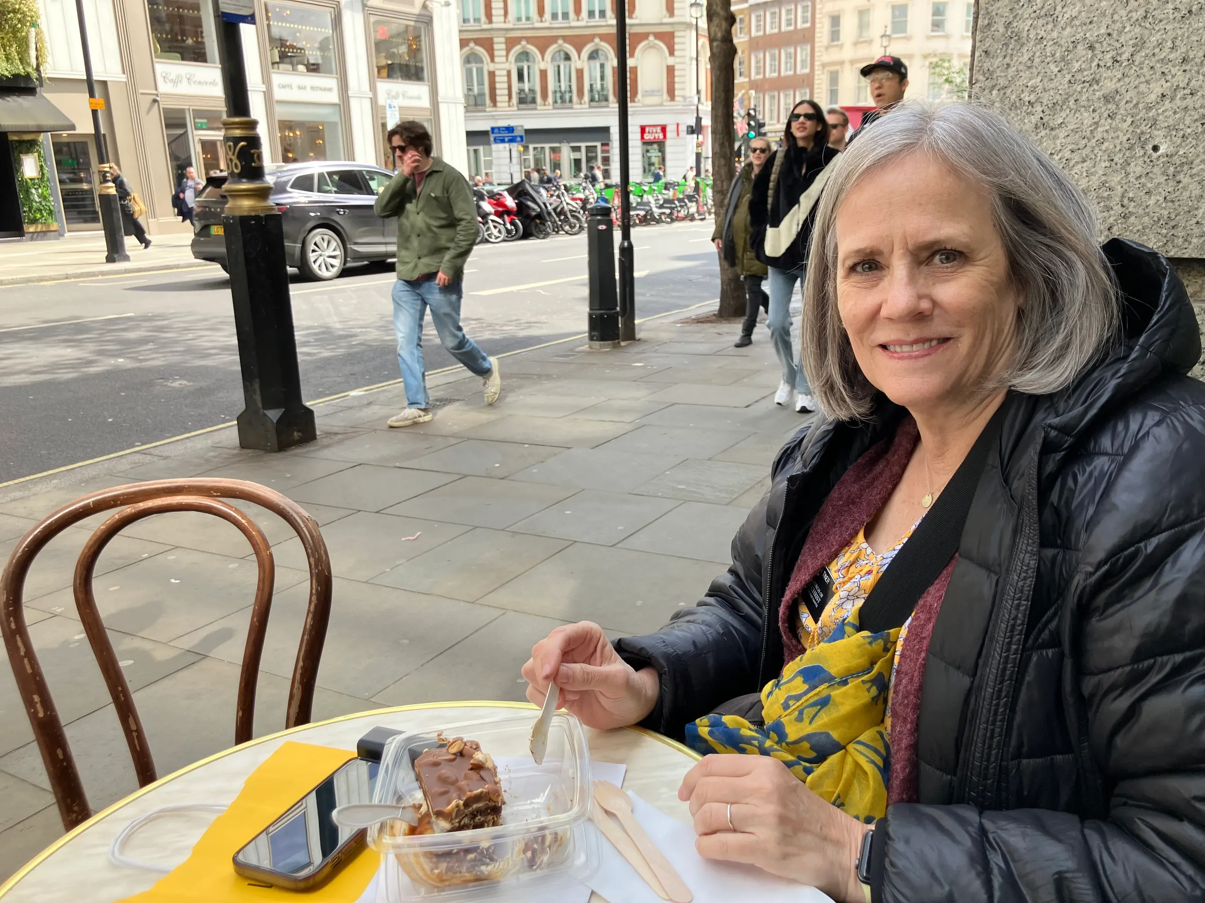 I found a place to get a gelato and she ate her pastry. We had time to kill between plays and things. So we sat here and people watched and ate our treats.