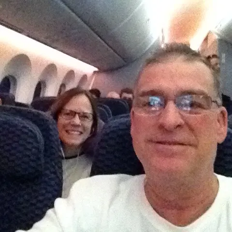 The happy travelers mid-flight......we're almost there!