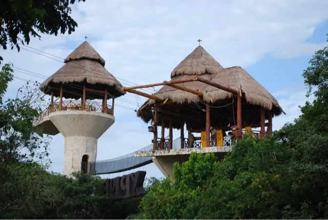 A few of the zip lines ended in water....like this one. You really got drenched!