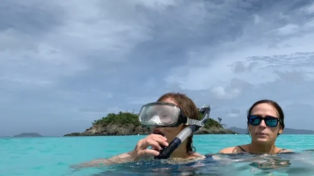 A snorkeled and her coach...way to go Denise!