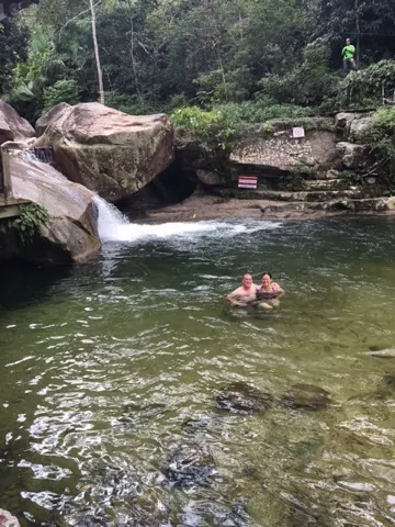 After the zip line adventure...a nice dip in the river!