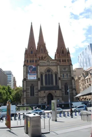 Nice older church. Notice the sign about welcoming refugees....I thought that was nice.