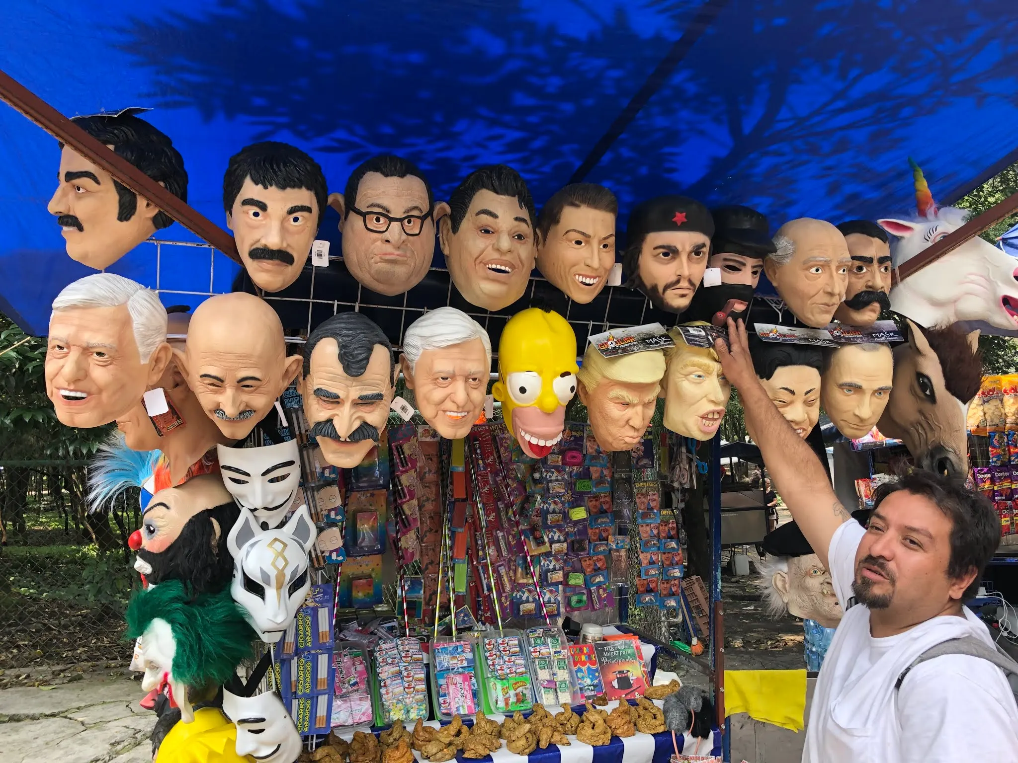 There were many stands selling masks like this one. They all had a mask for Donald Trump.