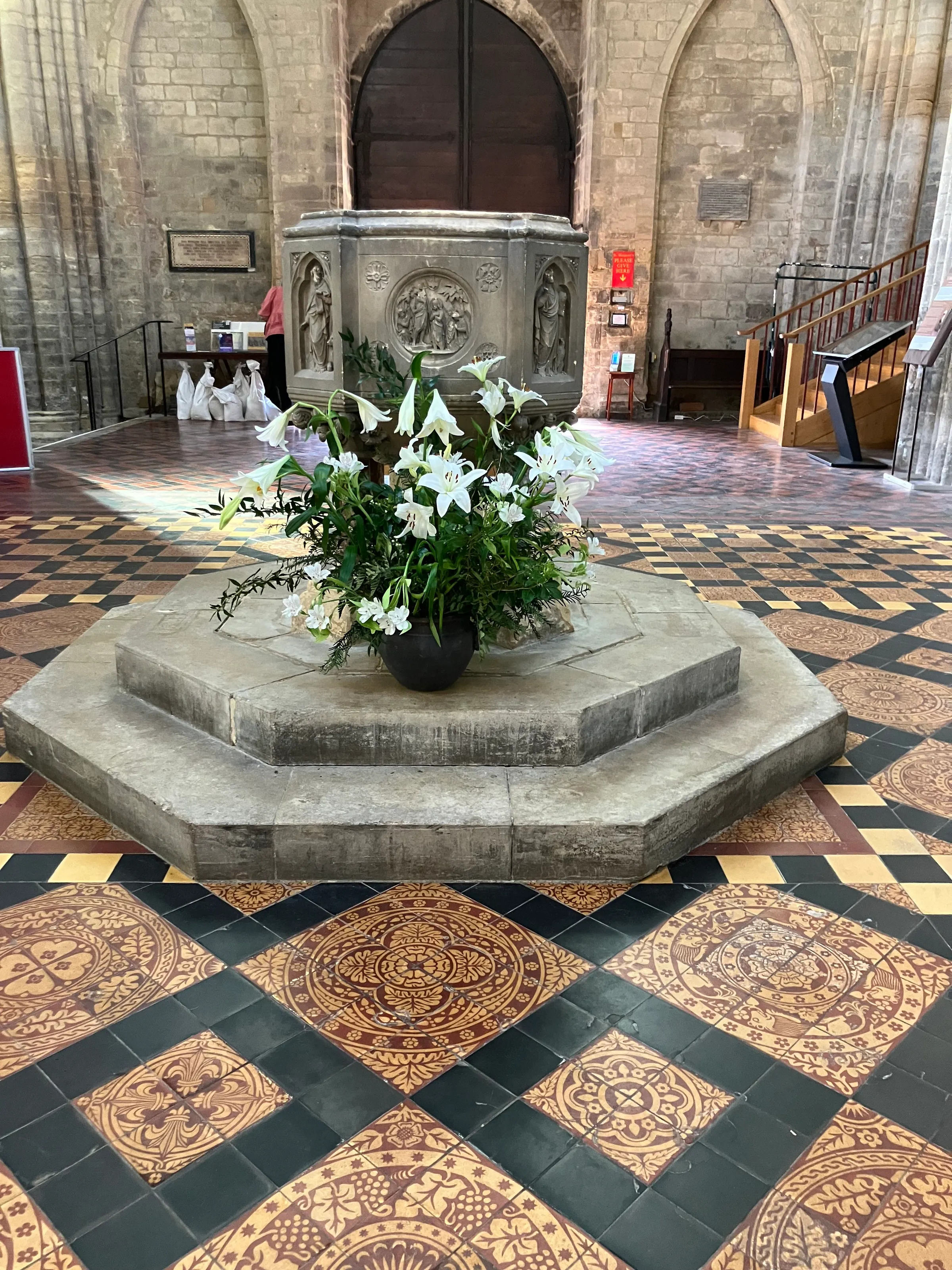 This is the baptistery font in King Lynn’s Minster. A bit smaller than the font we are used to seeing and using.
