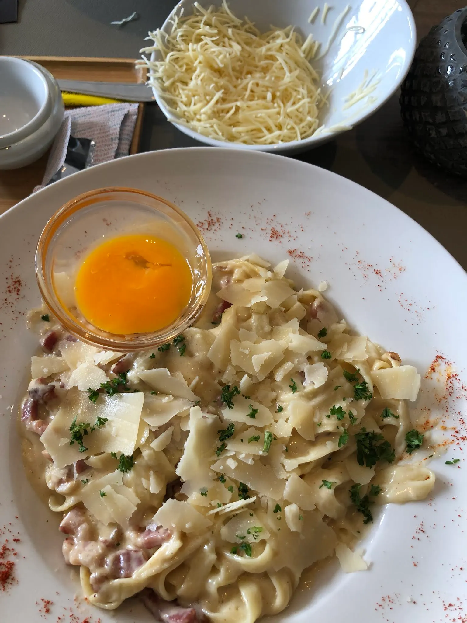 Denise’s dinner in Veurne...Carbonara...Yum!