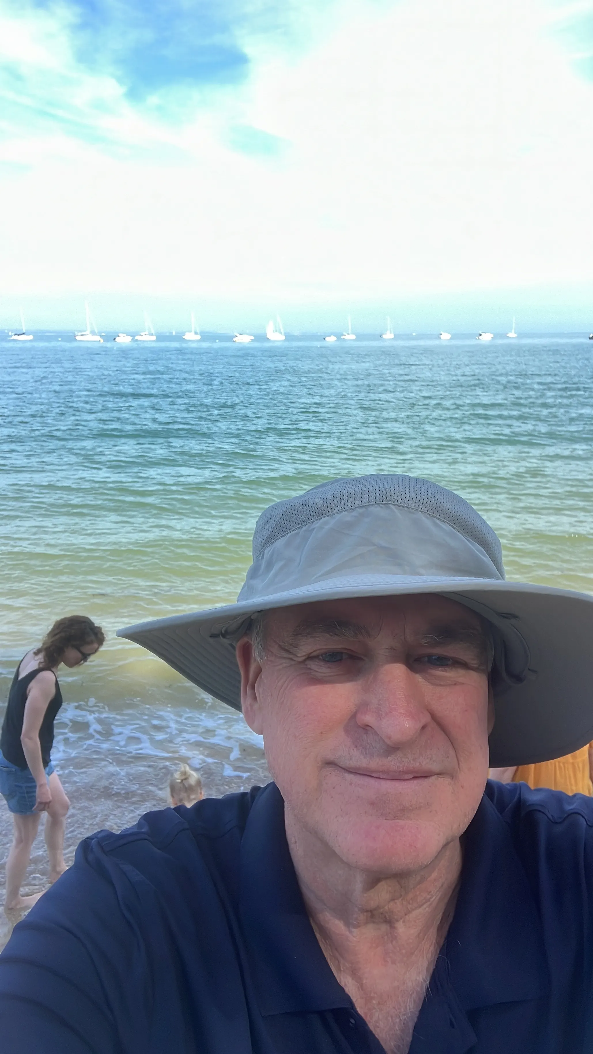 Selfie attempt at the beach at Osborne House. Across the water is Portsmouth.