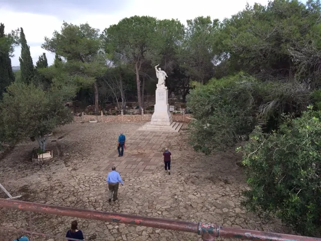 These are pictures at Mount Carmel. The monument is of one of Elijah slaying one of the priests of Baal.