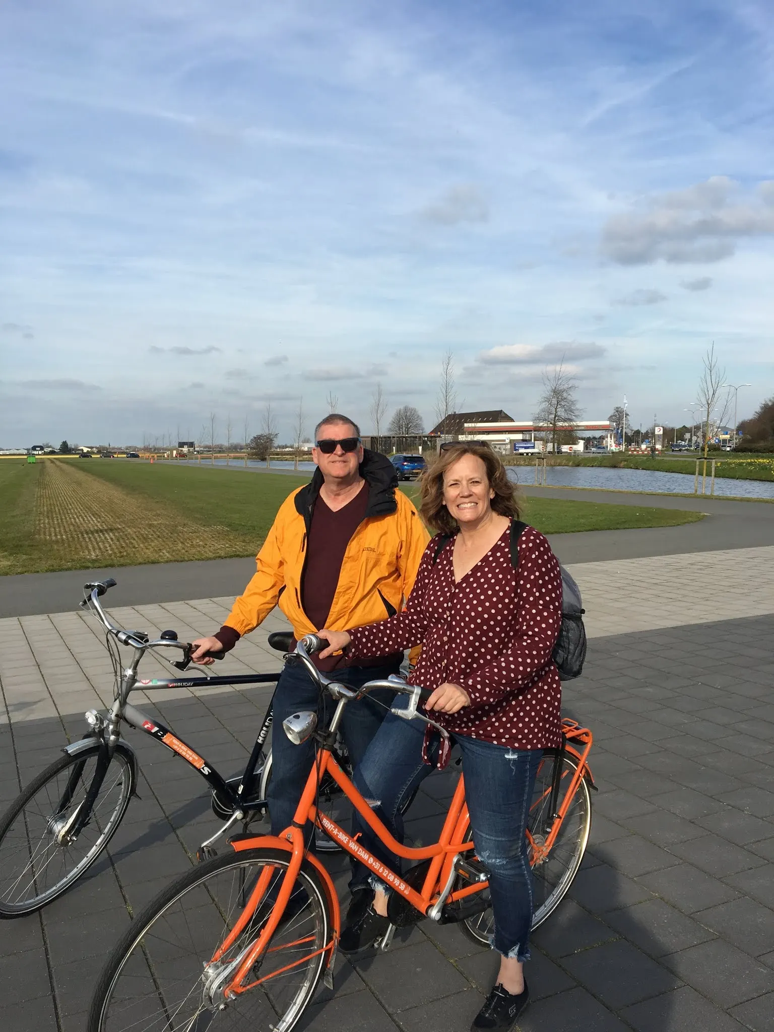 Having fun biking.
