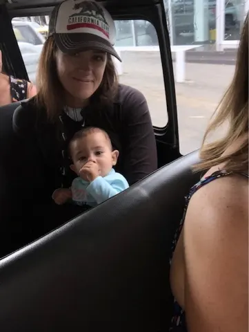 Loading into the van to take us to Maho Beach (Airport Beach)...
