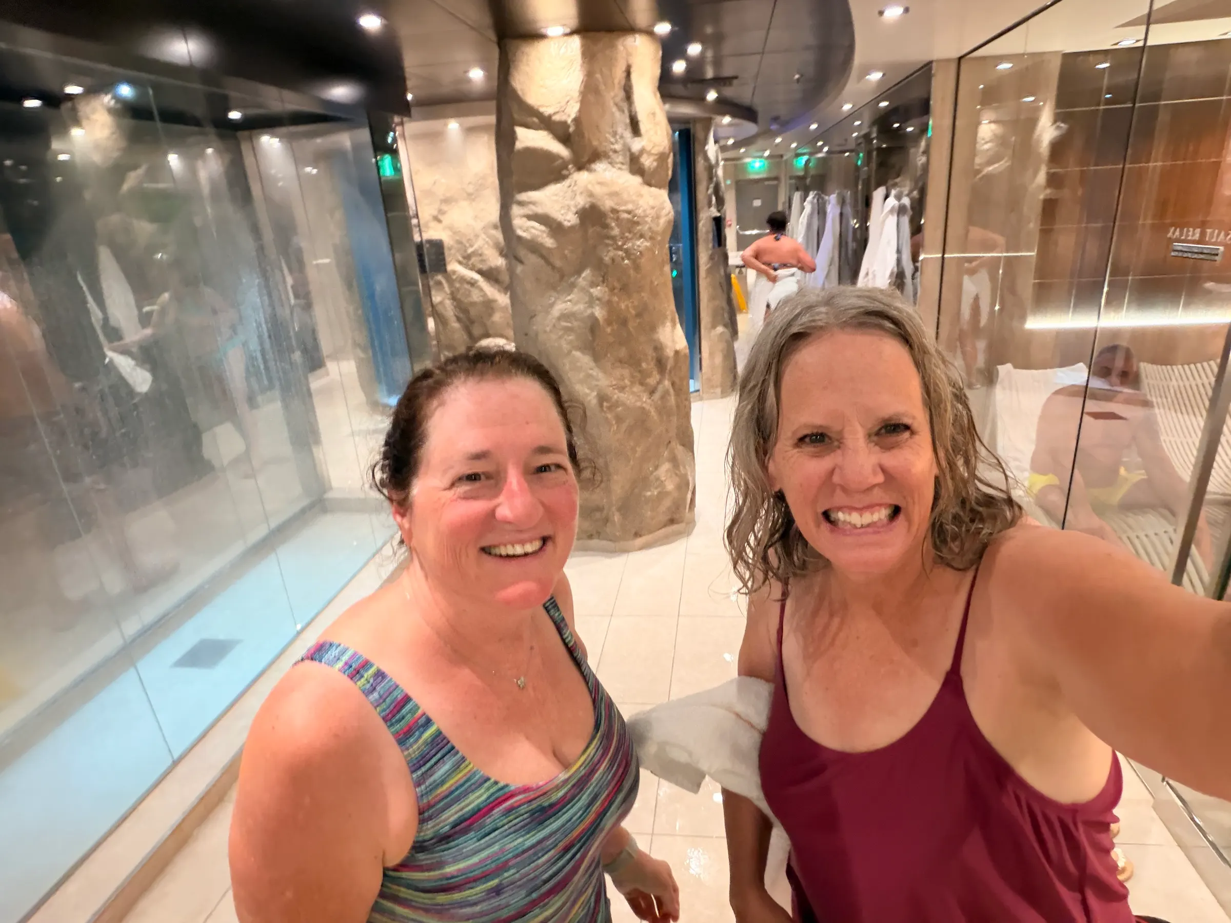 Ilene and Denise back in the spa. They’ve had a great time there.